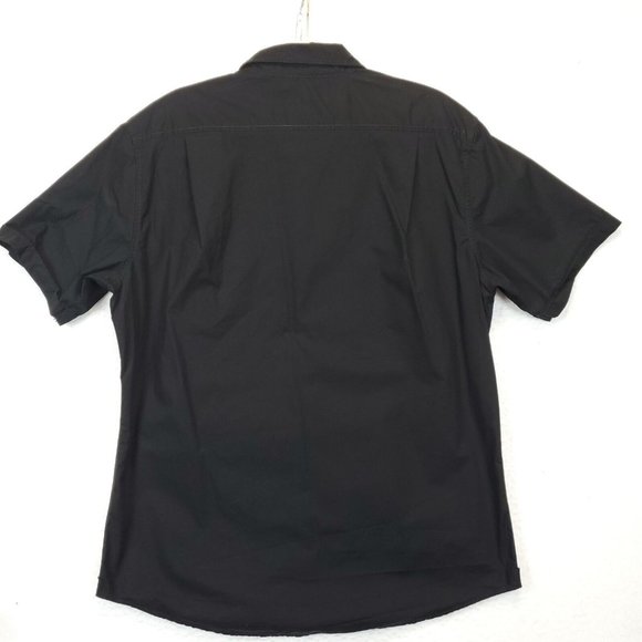 Apt.9 Button Up Shirt Men L Casual Collared Short Sleeve Front Pockets Black - Picture 2 of 12